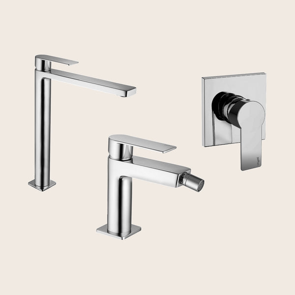 Paffoni Tango Set Miscelatori Lavabo Alto Bidet senza scarico e Doccia Incasso Cromo