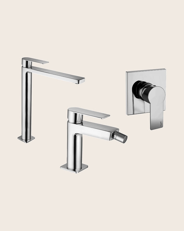 Paffoni Tango Set Miscelatori Lavabo Alto Bidet senza scarico e Doccia Incasso Cromo