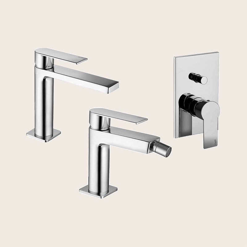 Paffoni Tango set Miscelatori Lavabo Bidet e Doccia 2 vie deviatore a pulsante Cromo