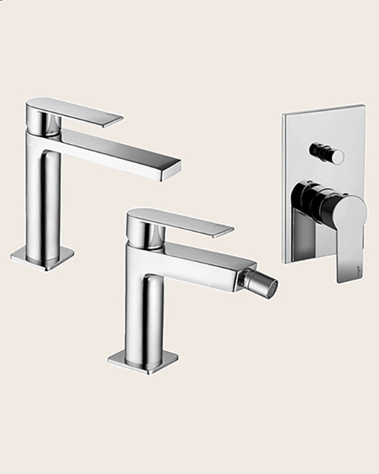 Paffoni Tango set Miscelatori Lavabo Bidet e Doccia 2 vie deviatore a pulsante Cromo