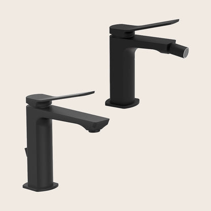 Paffoni Tilt coppia rubinetti lavabo e bidet senza scarico nero opaco