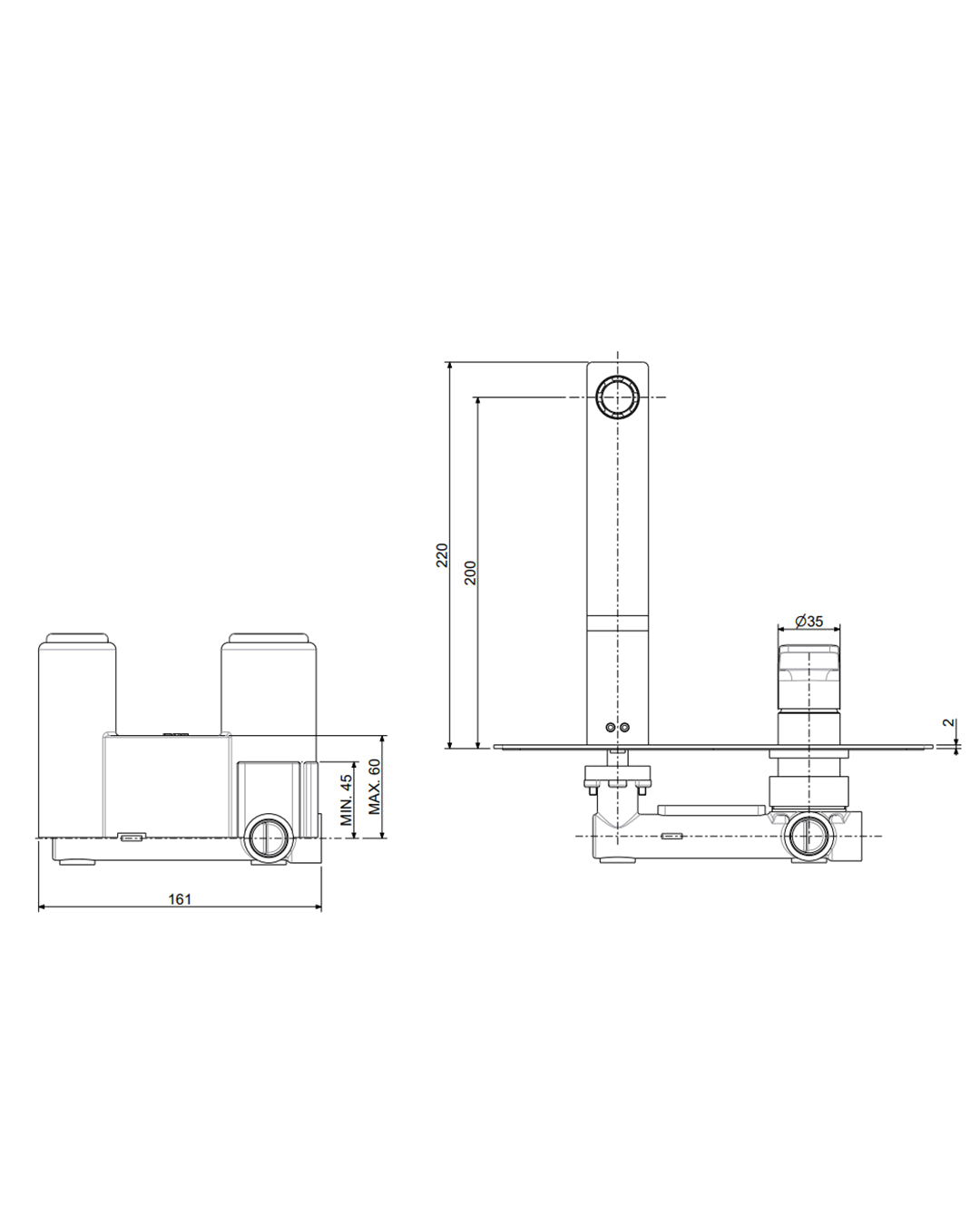 Paffoni Tilt set rubinetti lavabo incasso a muro e bidet senza scarico nero opaco