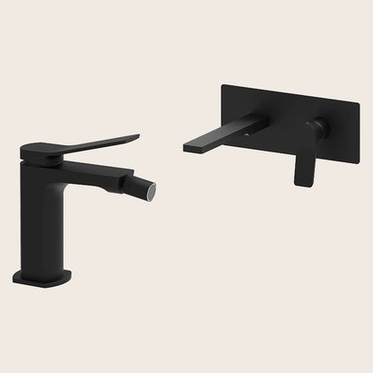 Paffoni Tilt set rubinetti lavabo incasso a muro e bidet senza scarico nero opaco