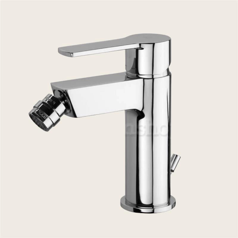 Paffoni West Ws131k Miscelatore Bidet Con Scarico Clic Clak, vista frontale della maniglia e della bocca di erogazione