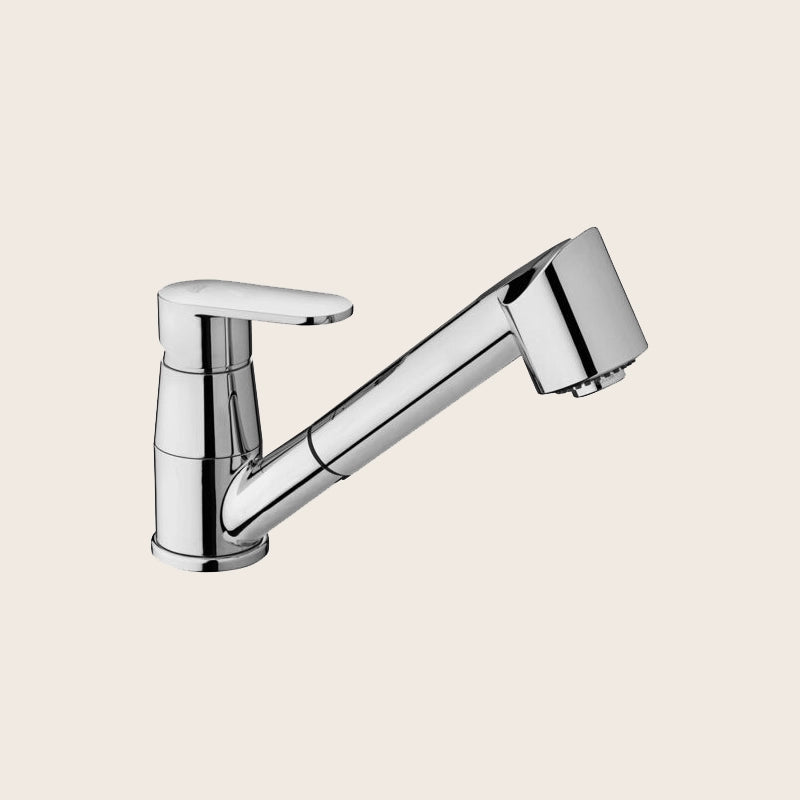 Paffoni candy ca183 miscelatore lavello doccia estraibile 2 installato su lavello, vista della bocca e della leva