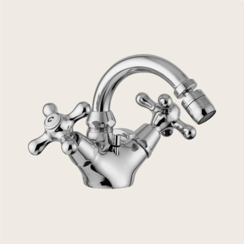 Paffoni iris irv137 gruppo bidet classico canna orientabile, vista frontale della maniglia e della bocca di erogazione