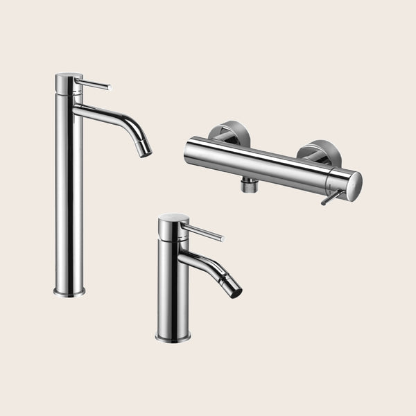 Paffoni light set miscelatori lavabo alto bidet senza scarico e doccia cromo