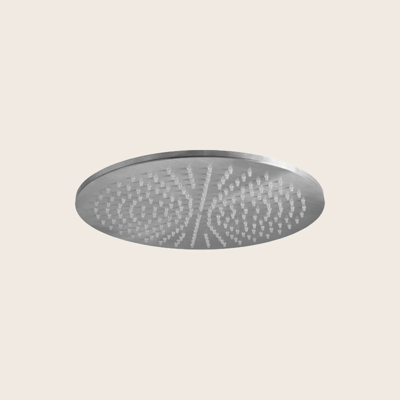 Paffoni master king soffione 30 cm doccia tondo 8 mm in, vista frontale della maniglia e della bocca di erogazione