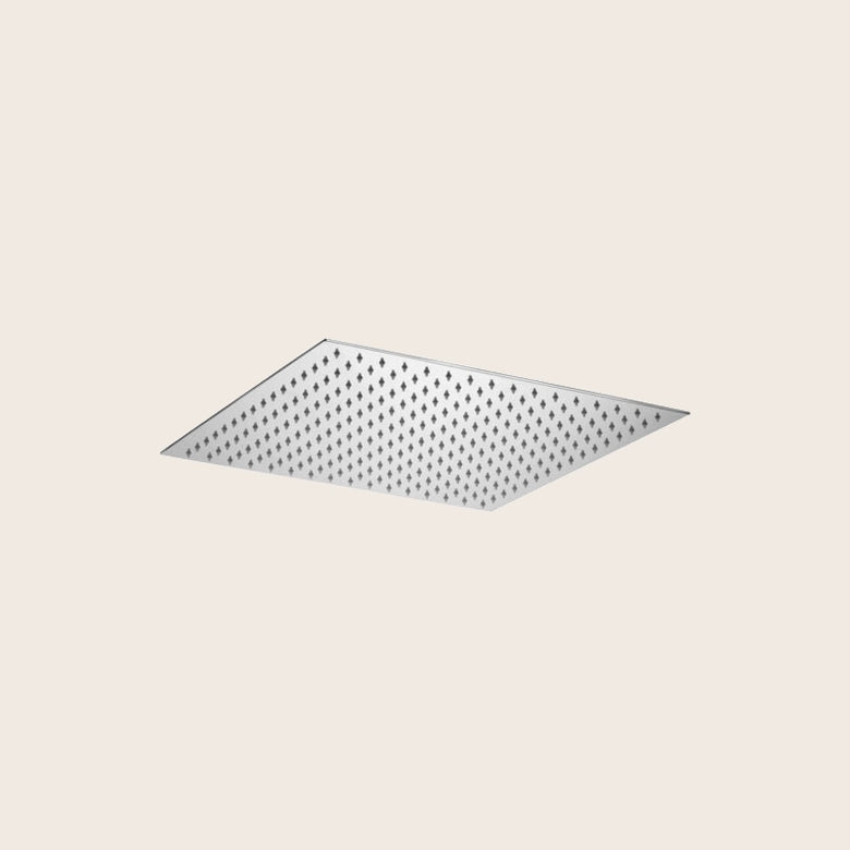 Paffoni original 40x40 soffione quadro ultrapiatto in, vista frontale della maniglia e della bocca di erogazione