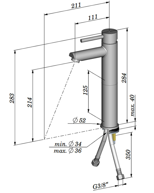 Paffoni Stick Sk071h 120 Miscelatore lavabo alto senza Scarico Cromo