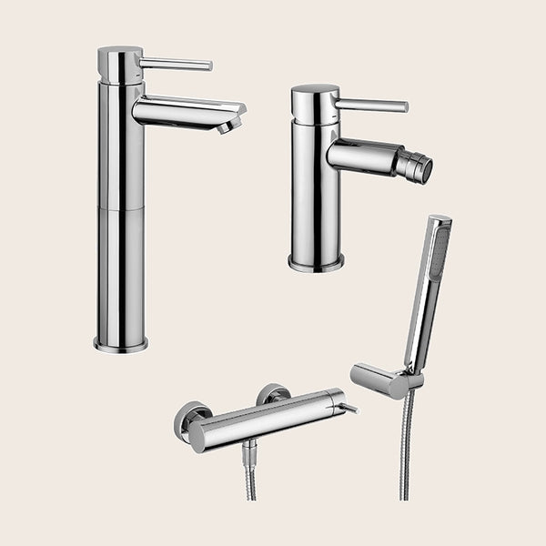 Paffoni stick set miscelatori lavabo alto bidet senza scarico e doccia esterno cromo