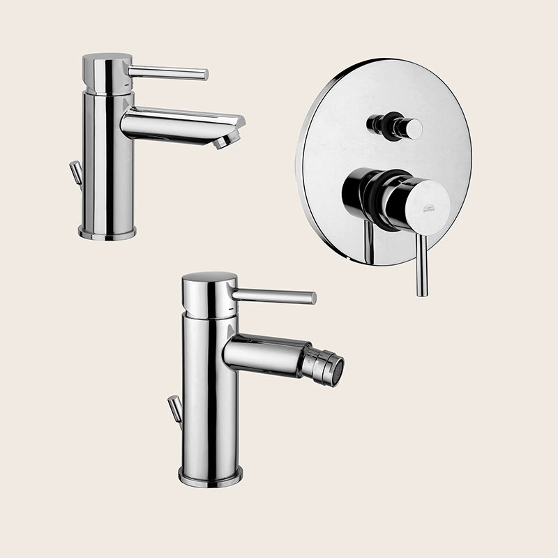 Paffoni stick set miscelatori lavabo bidet scarico automatico e doccia 2 uscite cromo