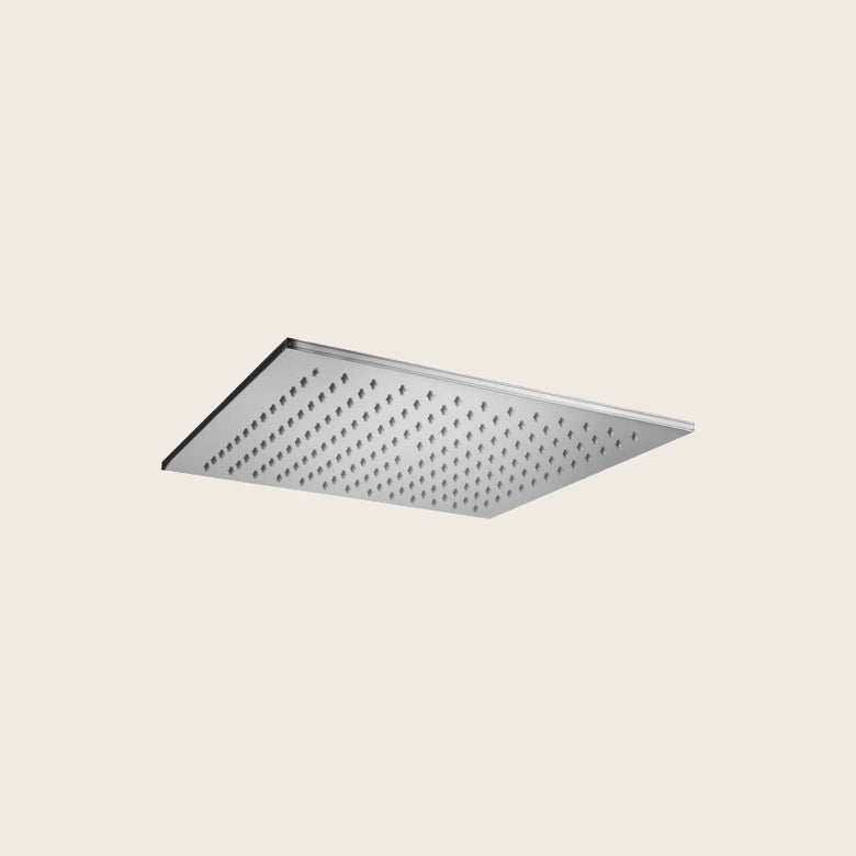 Paffoni syncro king soffione 30x30 doccia 8 mm in metallo, vista frontale della maniglia e della bocca di erogazione