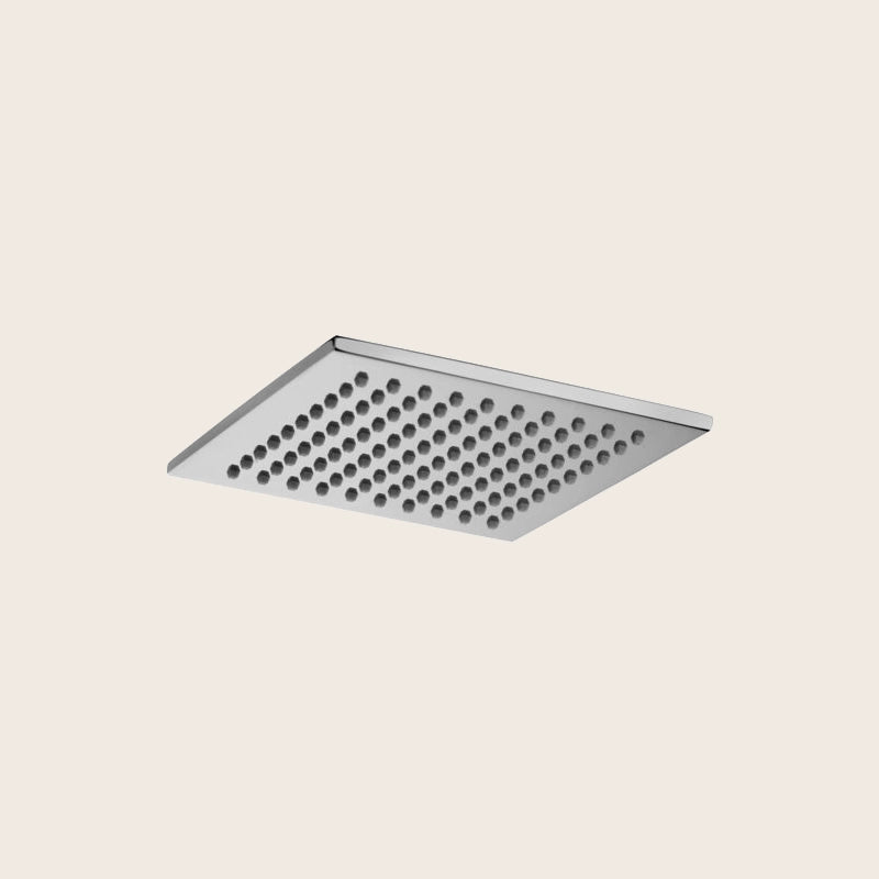 Paffoni syncro zsof075 soffione 20x20 doccia 8 mm in in cromato, vista frontale della maniglia e della bocca di erogazione