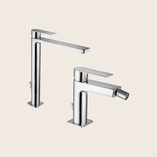 Paffoni tango coppia miscelatore lavabo alto e bidet con scarico automatico cromo