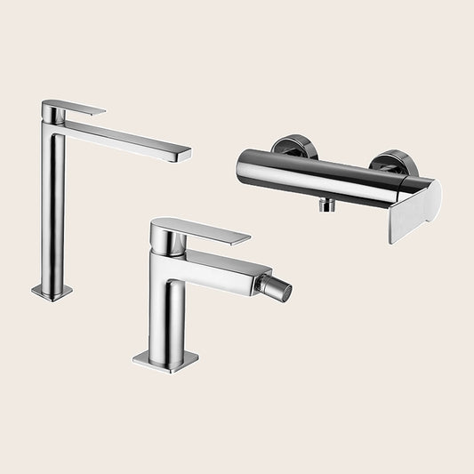 Paffoni tango set miscelatori lavabo alto bidet senza scarico e doccia esterno cromo
