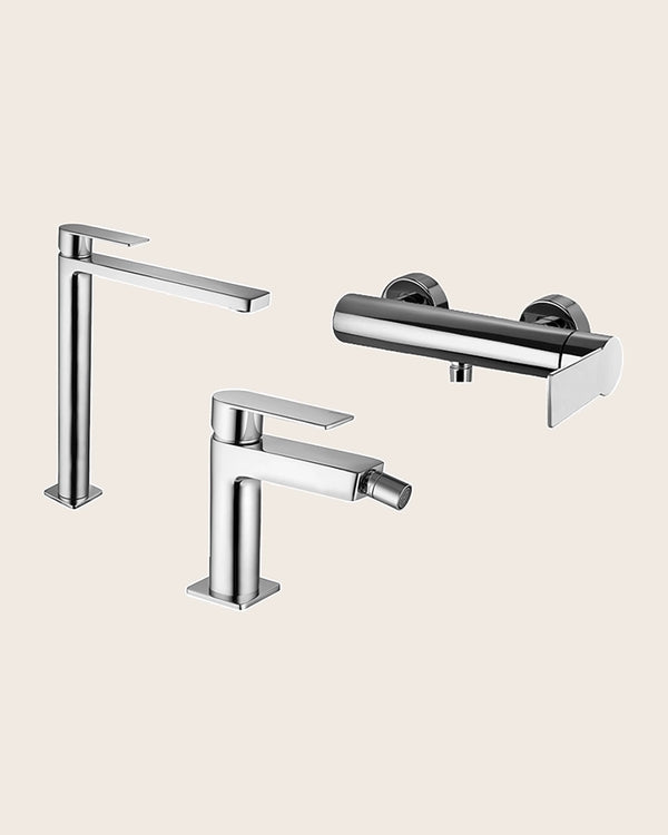 Paffoni tango set miscelatori lavabo alto bidet senza scarico e doccia esterno cromo
