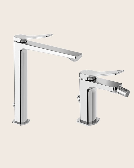 Paffoni tilt coppia miscelatori lavabo alto e bidet con scarico automatico cromo