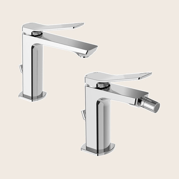 Paffoni tilt coppia miscelatori lavabo e bidet con scarico automatico cromo