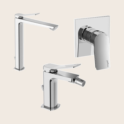 Paffoni tilt set miscelatori lavabo bidet scarico automatico e doccia incasso cromo