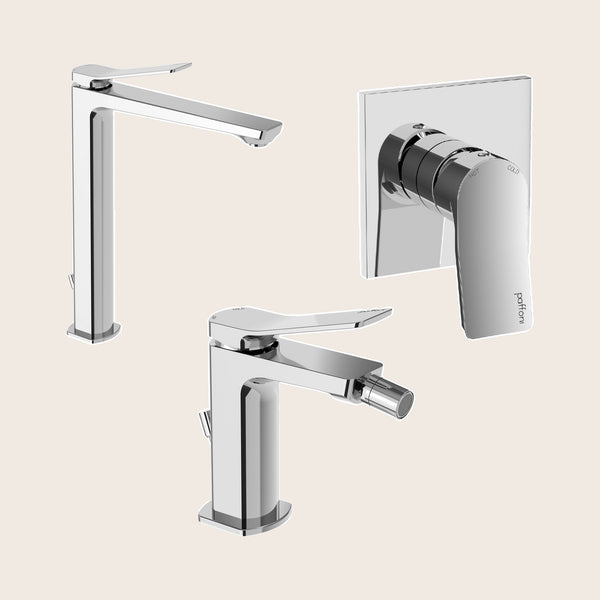 Paffoni tilt set miscelatori lavabo bidet scarico automatico e doccia incasso cromo