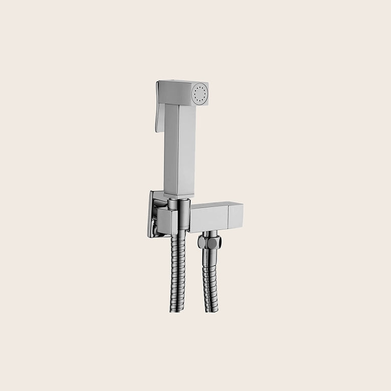 Paffoni tweet square doccino bidet quadro solo acqua fredda, vista frontale della maniglia e della bocca di erogazione