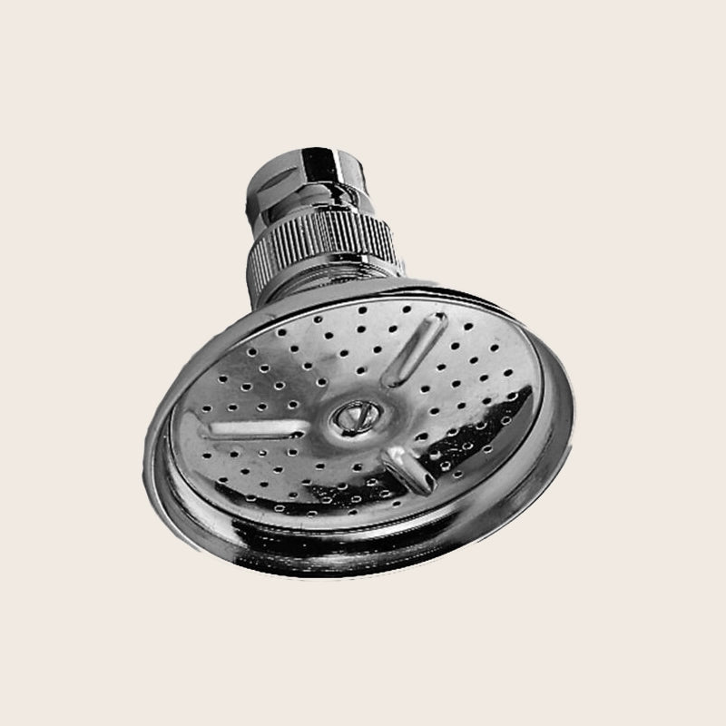 Paffoni zsof010 soffione doccia 82 mm tondo stampato in, vista frontale della maniglia e della bocca di erogazione