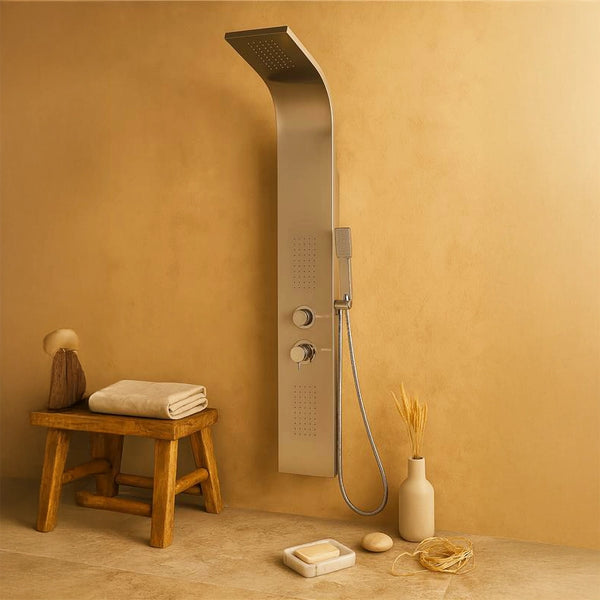 Pannello doccia idromassaggio Ibiza in acciaio tonda effetto cascata