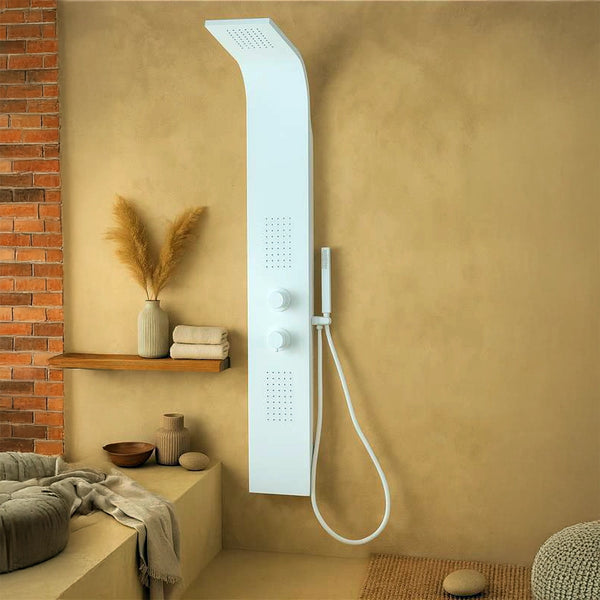 Pannello doccia idromassaggio Ibiza in alluminio bianco tondo