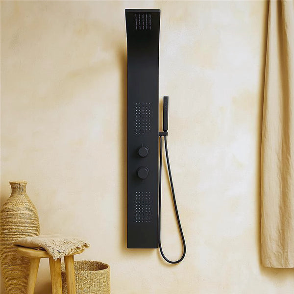 Pannello doccia idromassaggio Ibiza in alluminio nero tondo