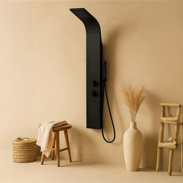 Pannello doccia idromassaggio Ibiza in alluminio nero tondo