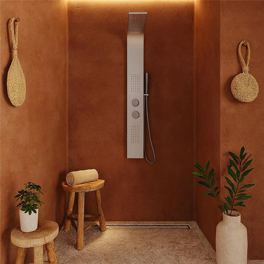 Pannello doccia idromassaggio Ibiza in alluminio silver tondo