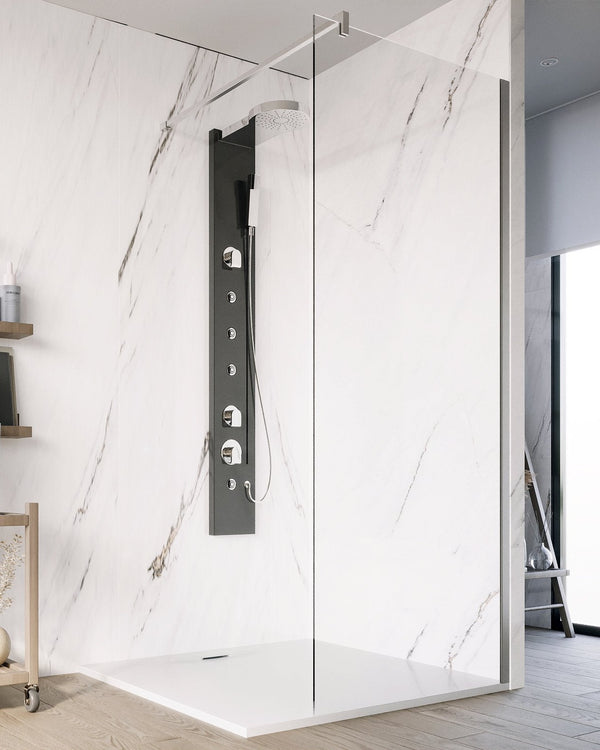 Parete doccia Walk in 120 cm Marsiglia vetro trasparente 8 mm cromo H 195