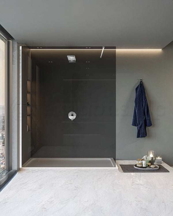 Parete doccia fissa 120 cm H 200 cristallo 8 mm fume profilo cromo Genio