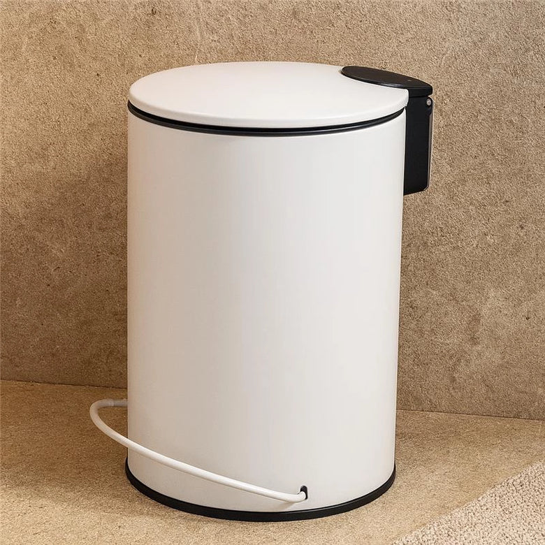 Pattumiera 3 L soft close in acciaio bianco Color montato a parete, vista del design e della finitura - Exagonshop
