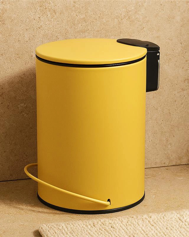 Pattumiera 3 L soft close in acciaio giallo Color montato a parete, vista del design e della finitura - Exagonshop