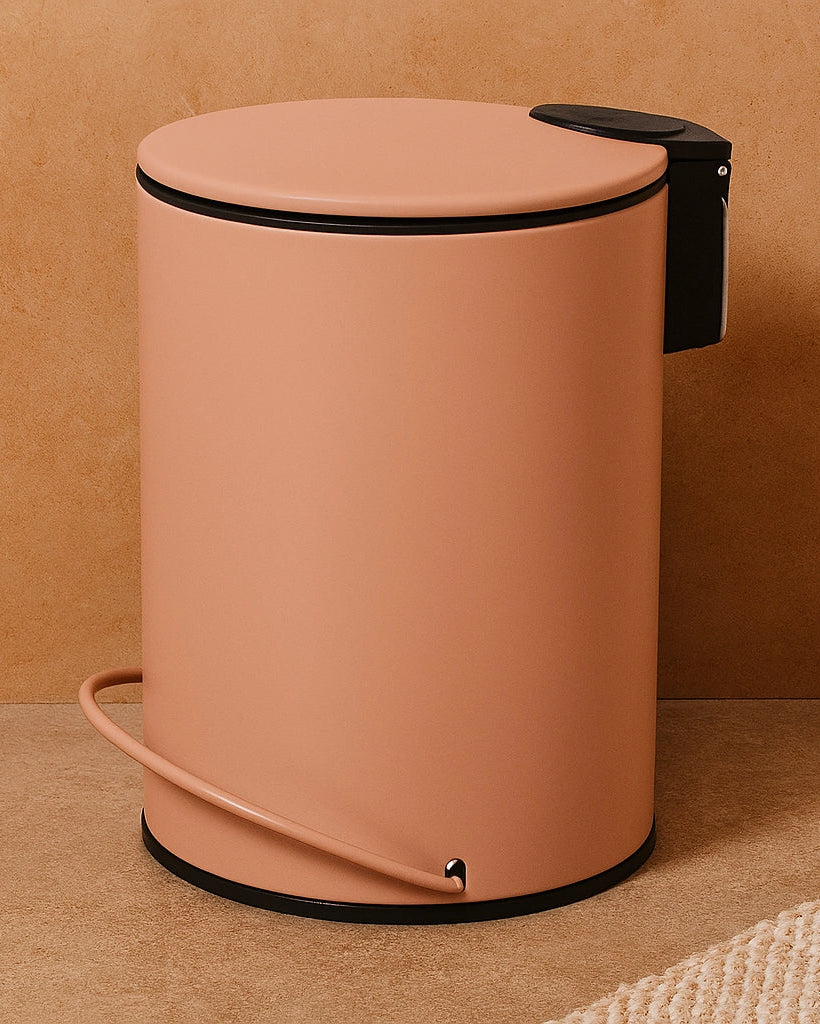 Pattumiera 3 L soft close in acciaio rosa Color montato a parete, vista del design e della finitura - Exagonshop