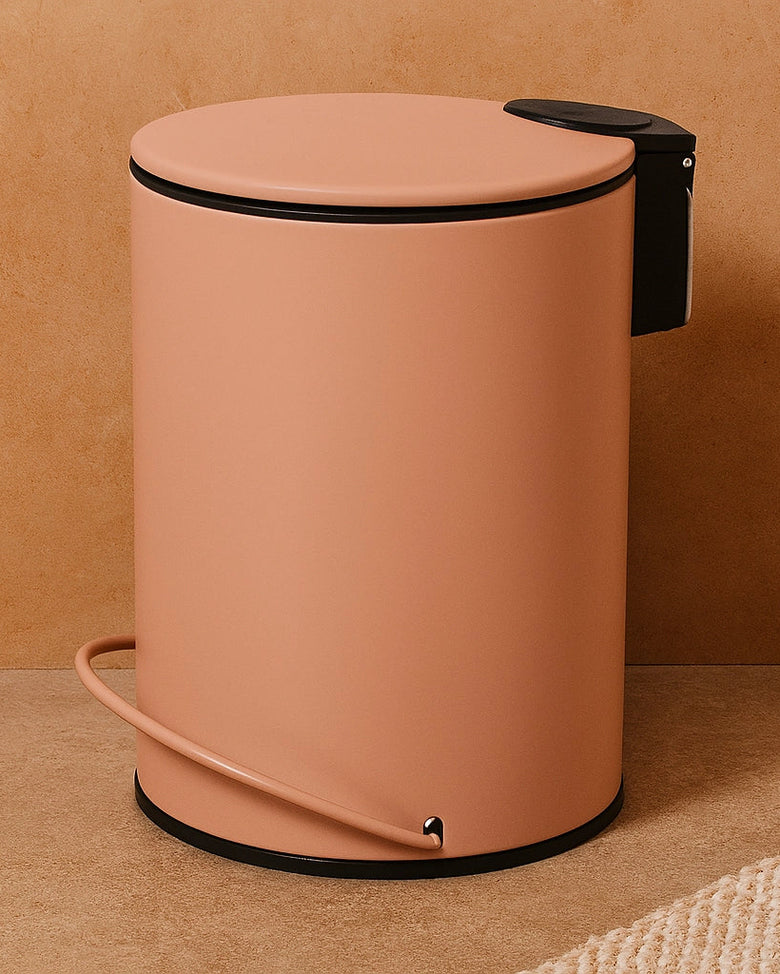 Pattumiera 3 L soft close in acciaio rosa Color montato a parete, vista del design e della finitura - Exagonshop