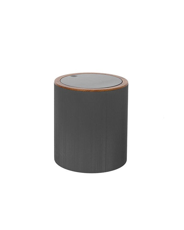 Pattumiera 5L in plastica grigio London, dettaglio ravvicinato del materiale e dell'aggancio - Exagonshop