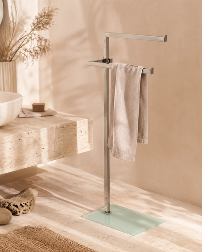 Piantana Portasciugamani cromo con base in vetro 810004