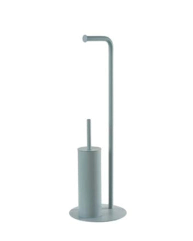 Piantana portarotolo portascopino Verde acqua Taki, vista laterale del profilo a muro - Exagonshop