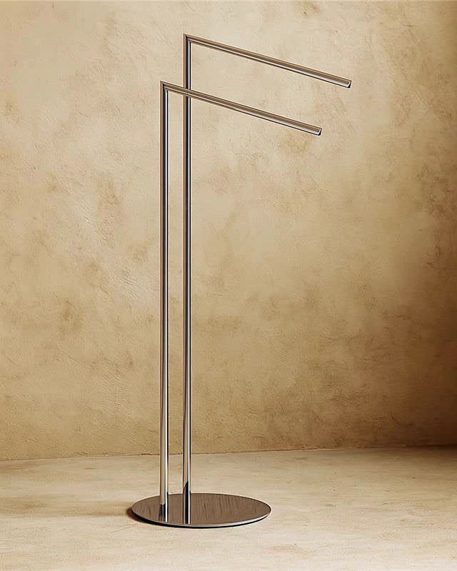 Piantana portasciugamani cromo Style Cromo Lucido montato a parete, vista del design e della finitura - Exagonshop