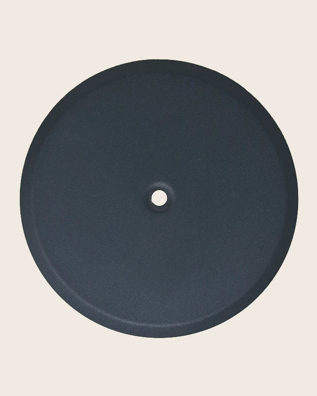 Piattello 14 cm tappo pozzetto antracite sabbiato, vista frontale della maniglia e della bocca di erogazione - Exagonshop