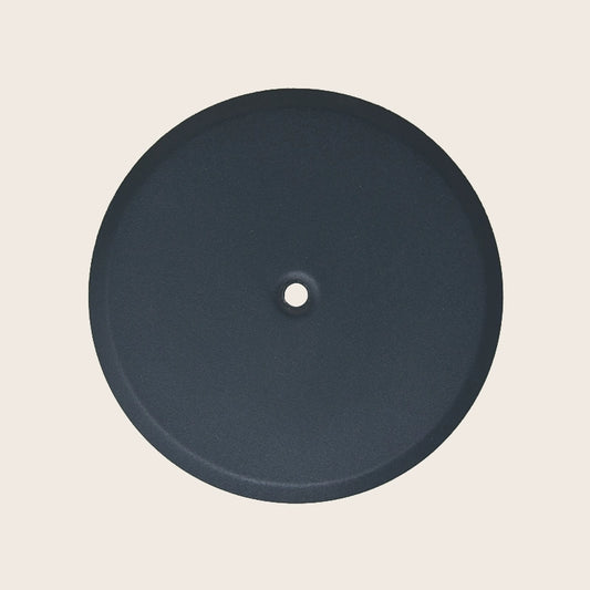 Piattello 14 cm tappo pozzetto antracite sabbiato, vista frontale della maniglia e della bocca di erogazione - Exagonshop