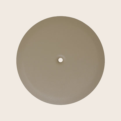 Piattello 14 cm tappo pozzetto beige sabbiato, vista frontale della maniglia e della bocca di erogazione - Exagonshop