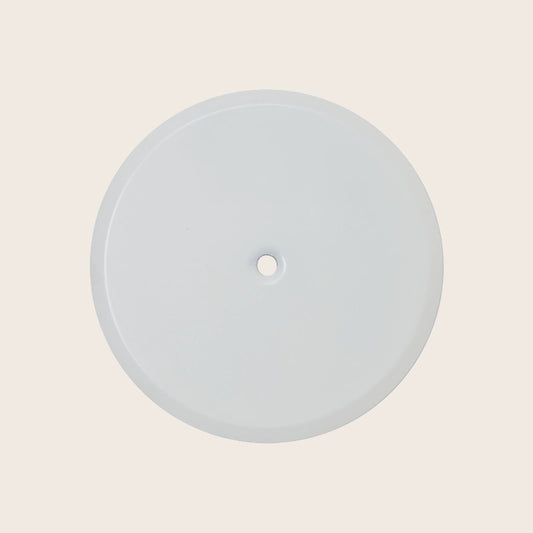 Piattello 14 cm tappo pozzetto bianco opaco, vista frontale della maniglia e della bocca di erogazione - Exagonshop