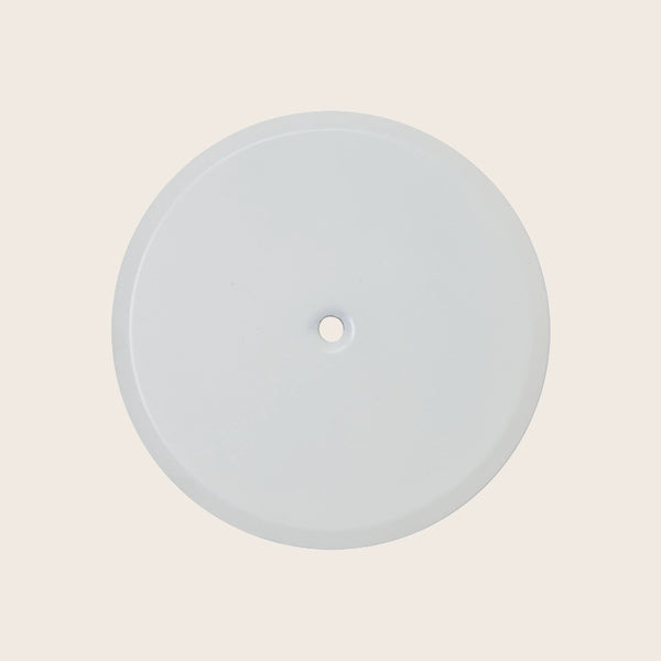 Piattello 14 cm tappo pozzetto bianco opaco, vista frontale della maniglia e della bocca di erogazione - Exagonshop