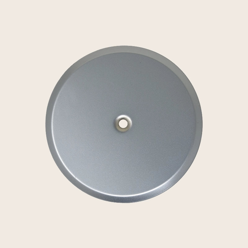 Piattello 14 cm tappo pozzetto cromo satinato, vista frontale della maniglia e della bocca di erogazione - Exagonshop