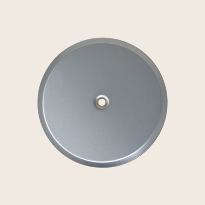 Piattello 14 cm tappo pozzetto cromo satinato, vista frontale della maniglia e della bocca di erogazione - Exagonshop