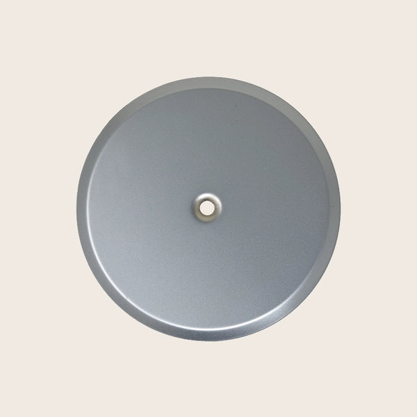 Piattello 14 cm tappo pozzetto cromo satinato, vista frontale della maniglia e della bocca di erogazione - Exagonshop